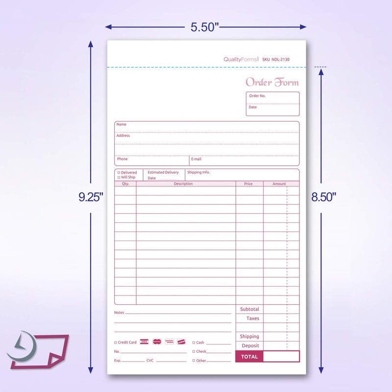NextDayLabels - NCR Carbonless Order Forms, Bound Wraparound Cover, 50 Sets per Book. (5-1/2 x 8-1/2" - 2 Part) - Image 2